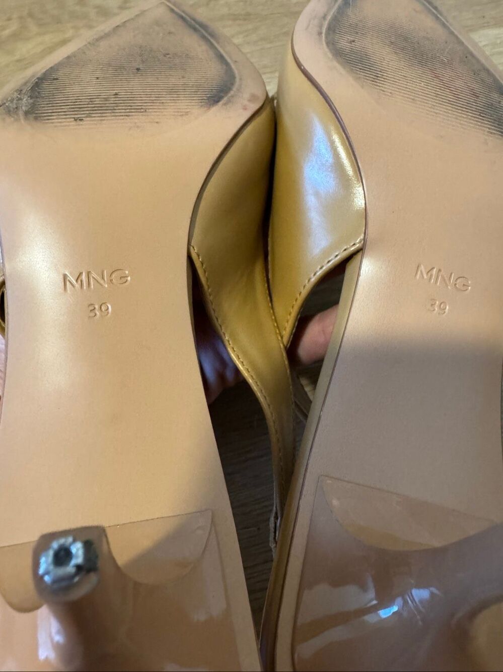 Mango MNG Patent Bow Pointed Toe Slingback Kitten Heels Camel EU 39 US 8.5 - Picture 8 of 9
